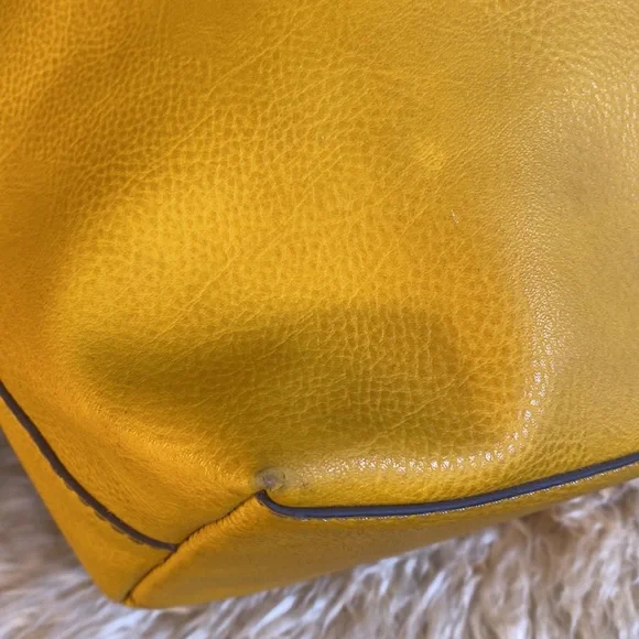 Reversible leather handbag Vegan purse Floral Print Dandelion Mustard Gold - Picture 9 of 10